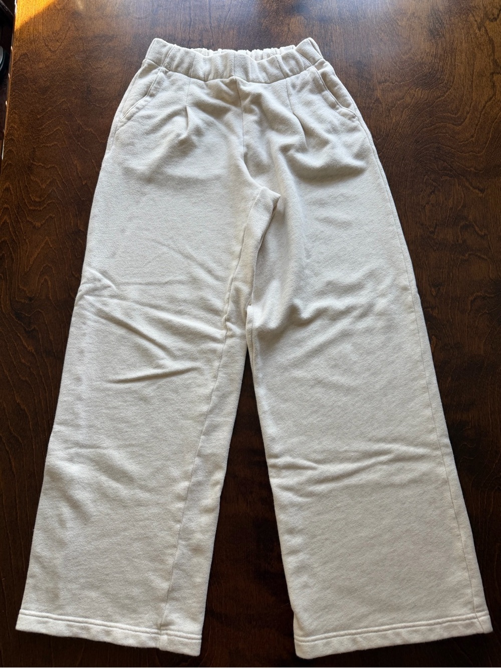 aerie Cream Wide-Leg Sweatpants with Pockets